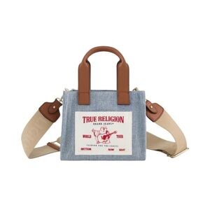 Mini True Religion Blue and Brown Messenger Bag with Classic Design